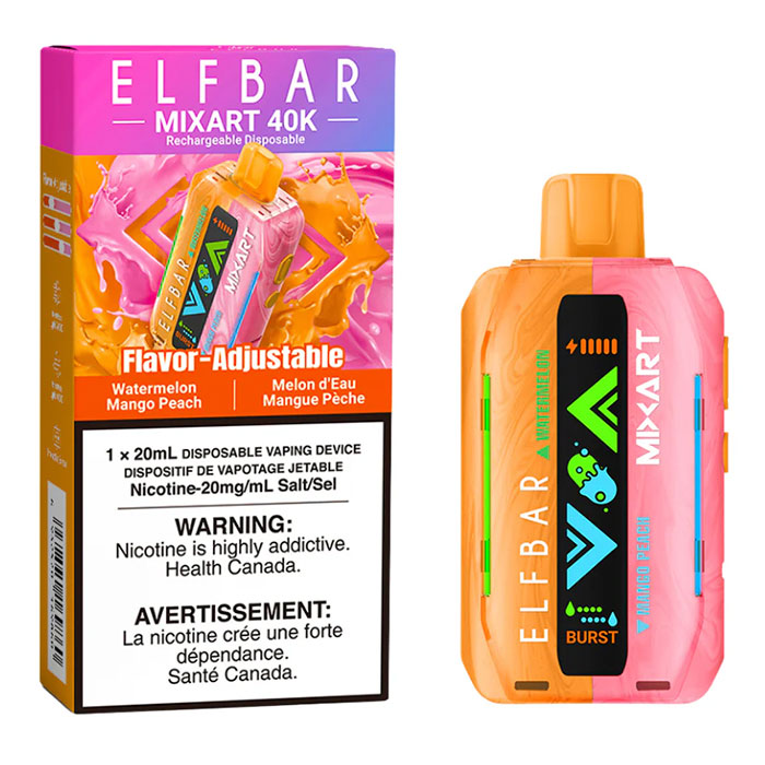 (Stamped) Watermelon Mango Peach Elfbar MixArt 40000 Puffs Disposable Vape Ct-5 (Stamped) Watermelon Mango Peach Elfbar MixArt 40000 Puffs Disposable Vape Ct-5
