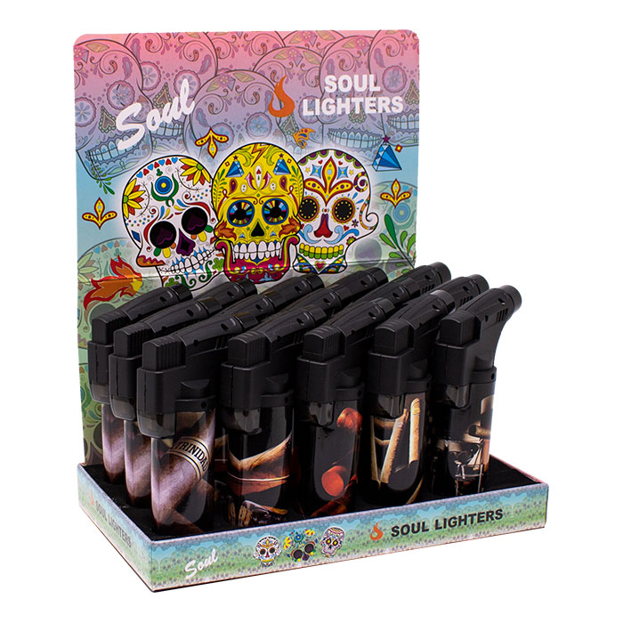 Soul Leafy Rocket Torch Lighters Display of 15