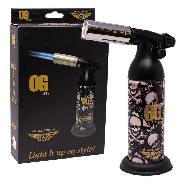 OG Black Onyx Skull Style OG-SK Style 7 Inches Single Flame Torch Lighter OG Black Onyx Skull Style OG-SK Style 7 Inches Single Flame Torch Lighter