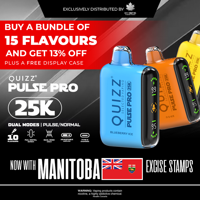 Manitoba Quizz Pulse Pro 25,000 Puffs – Disposable Vape Bundle Of 15 Different Flavors Manitoba Quizz Pulse Pro 25,000 Puffs – Disposable Vape Bundle Of 15 Different Flavors