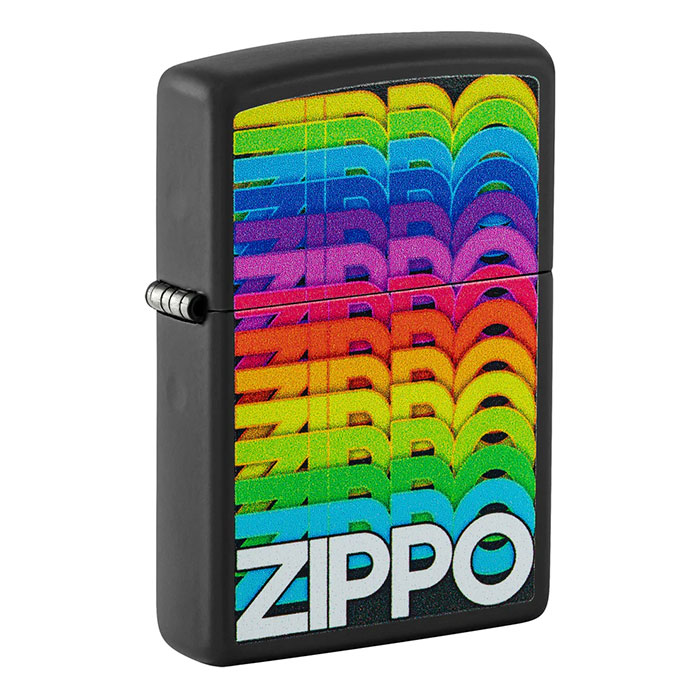 Zippo 46234 Multi-Color Logo Edition Black Matte Finish Lighter Zippo 46234 Multi-Color Logo Edition Black Matte Finish Lighter