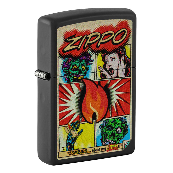 Zippo 46229 Black Matte Lighter Flame Girl vs. Monster Design Lighter Zippo 46229 Black Matte Lighter Flame Girl vs. Monster Design Lighter