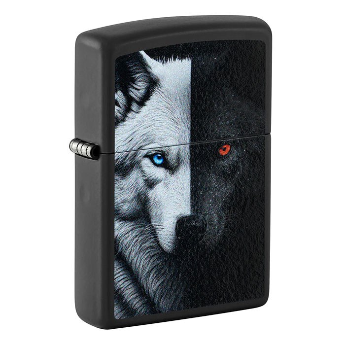 Zippo 46694 Two Wolves Face Edition Black & White Lighter Zippo 46694 Two Wolves Face Edition Black & White Lighter
