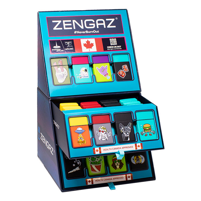 Grim Grin Zengaz Cube Lighter Display Of 48