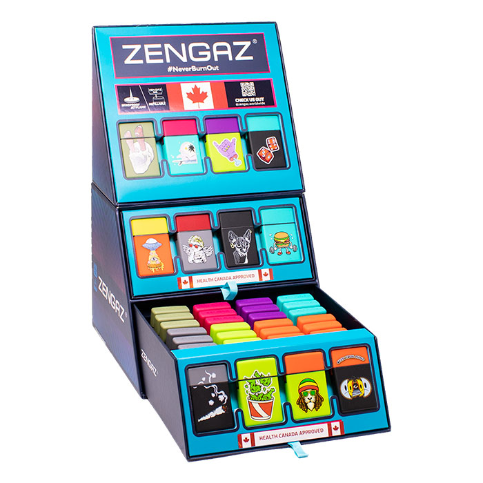 Grim Grin Zengaz Cube Lighter Display Of 48