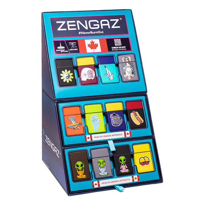 Wavy Palm Groove Zengaz Cube Lighter Display Of 48 Wavy Palm Groove Zengaz Cube Lighter Display Of 48