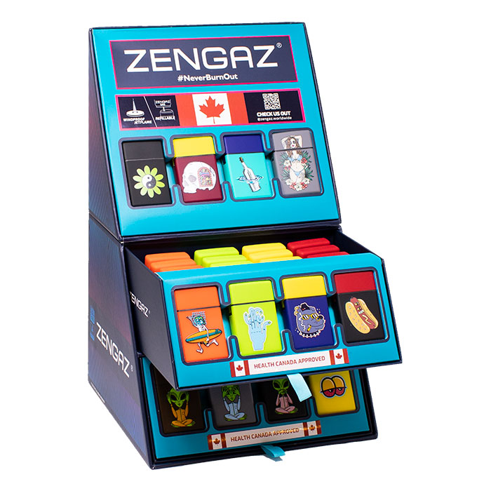 Wavy Palm Groove Zengaz Cube Lighter Display Of 48
