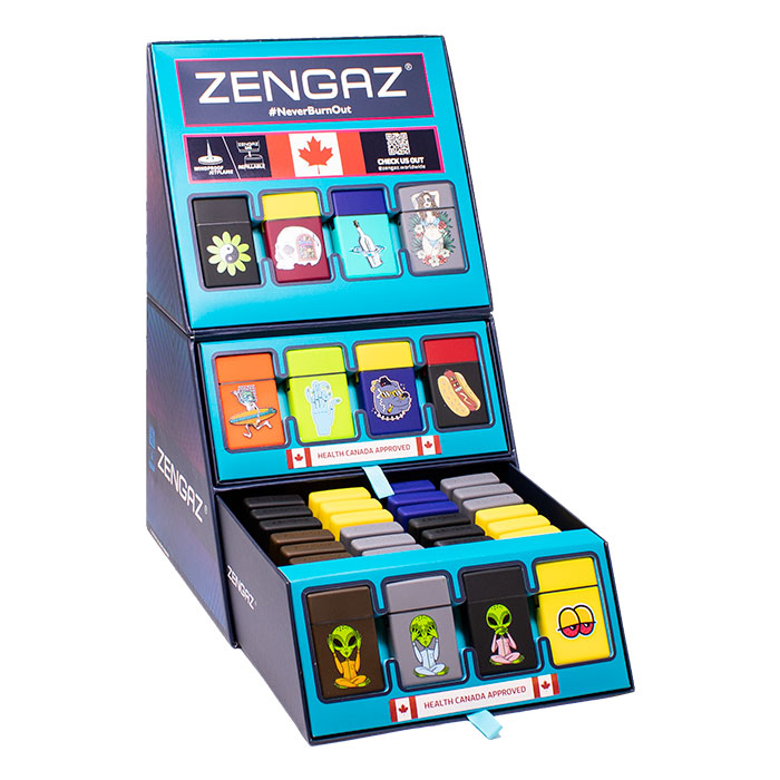 Wavy Palm Groove Zengaz Cube Lighter Display Of 48
