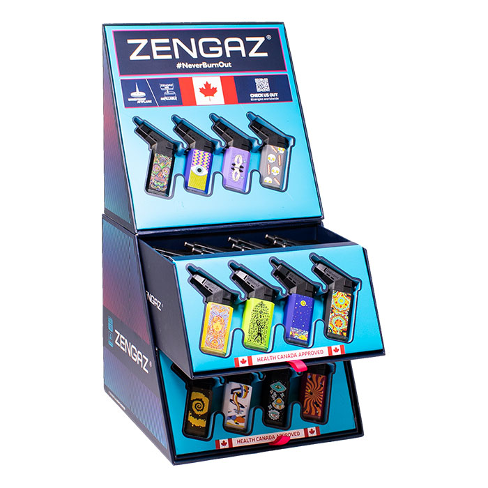 Midnight Shadow Vibe Seven Jet Zengaz Cube Lighter Display Of 48