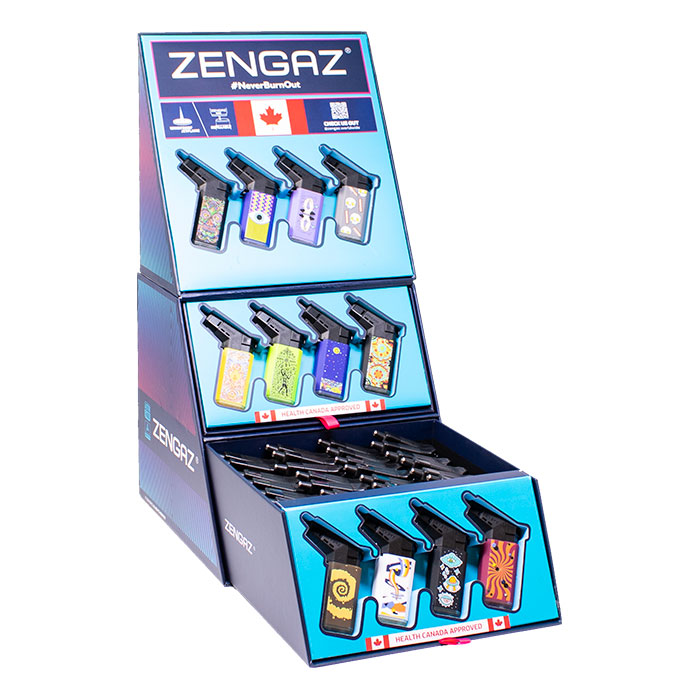 Midnight Shadow Vibe Seven Jet Zengaz Cube Lighter Display Of 48