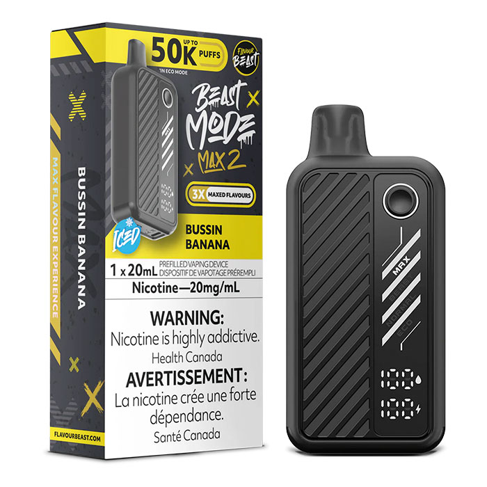 (Stamped)Bussin Banana Flavour Beast Mode Max2 50000 Puffs Disposable Vape Ct 5 (Stamped)Bussin Banana Flavour Beast Mode Max2 50000 Puffs Disposable Vape Ct 5
