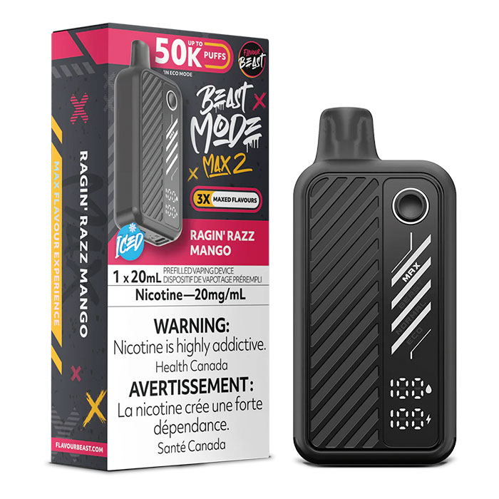 (Stamped)Ragin Razz Mango Flavour Beast Mode Max2 50000 Puffs Disposable Vape Ct 5 (Stamped)Ragin Razz Mango Flavour Beast Mode Max2 50000 Puffs Disposable Vape Ct 5