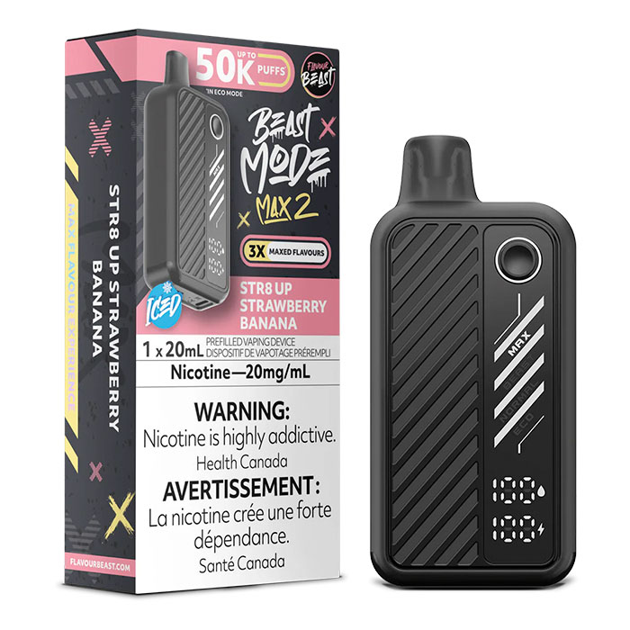 (Stamped)Str8up Strawberry Banana Flavour Beast Mode Max2 50000 Puffs Disposable Vape Ct 5 (Stamped)Str8up Strawberry Banana Flavour Beast Mode Max2 50000 Puffs Disposable Vape Ct 5