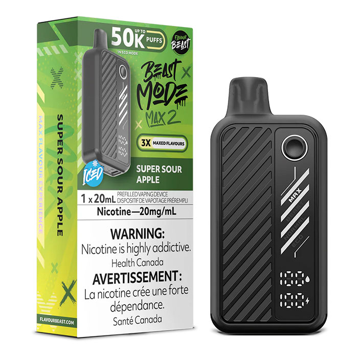 (Stamped)Super Sour Apple Flavour Beast Mode Max2 50000 Puffs Disposable Vape Ct 5 (Stamped)Super Sour Apple Flavour Beast Mode Max2 50000 Puffs Disposable Vape Ct 5