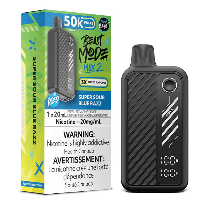 (Stamped)Super Sour Blue Razz Flavour Beast Mode Max2 50000 Puffs Disposable Vape Ct 5 (Stamped)Super Sour Blue Razz Flavour Beast Mode Max2 50000 Puffs Disposable Vape Ct 5