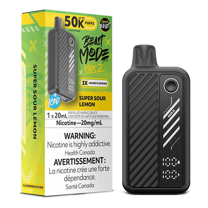 (Stamped)Super Sour Lemon Flavour Beast Mode Max2 50000 Puffs Disposable Vape Ct 5 (Stamped)Super Sour Lemon Flavour Beast Mode Max2 50000 Puffs Disposable Vape Ct 5