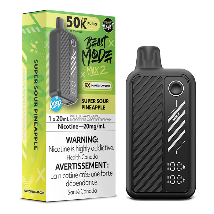 (Stamped) Super Sour Pineapple Flavour Beast Mode Max2 50000 Puffs Disposable Vape Ct 5 (Stamped) Super Sour Pineapple Flavour Beast Mode Max2 50000 Puffs Disposable Vape Ct 5