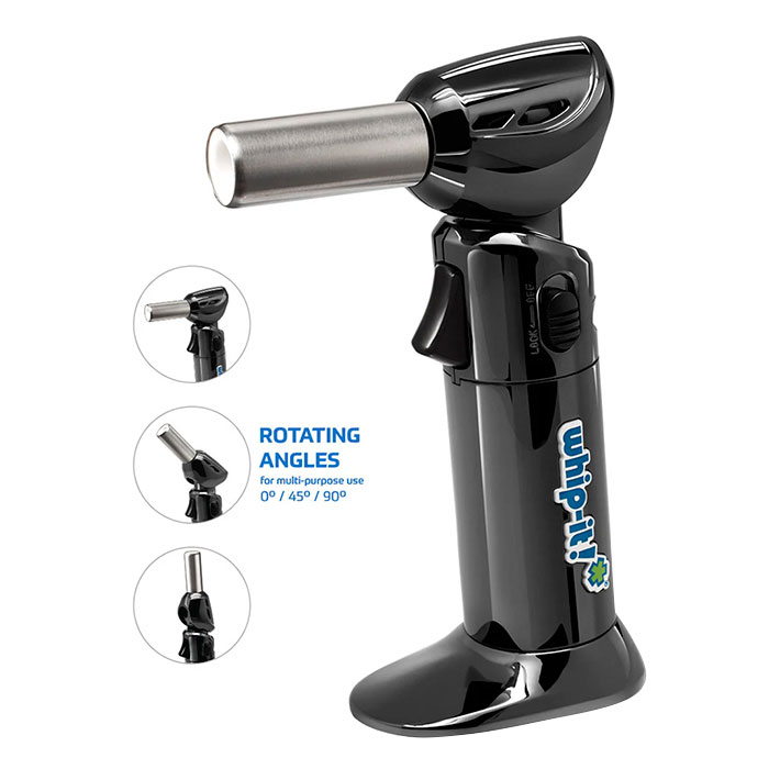 Black Chrome Rubber Coated Whip-It Butane Adjustable Head Torch Black Chrome Rubber Coated Whip-It Butane Adjustable Head Torch
