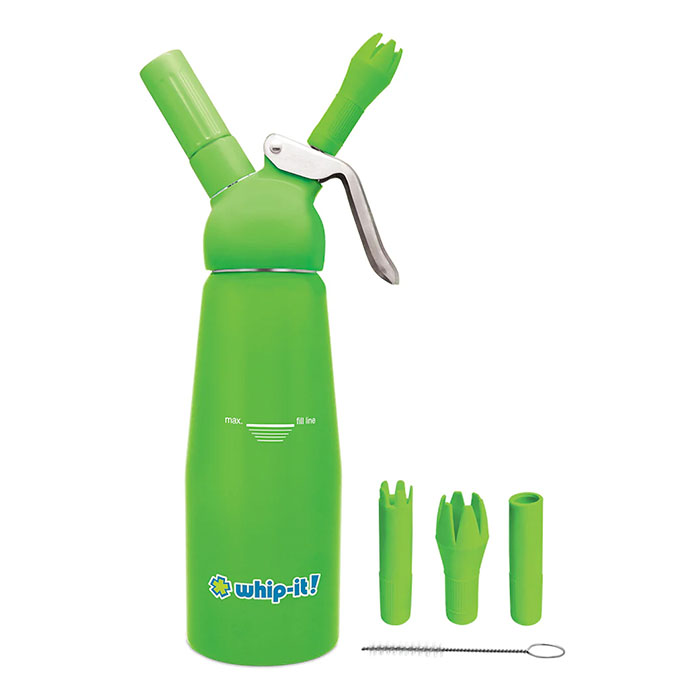 Whip-It Green Rubber Coated Armor Aluminum 1/2L Cream Dispenser Whip-It Green Rubber Coated Armor Aluminum 1/2L Cream Dispenser