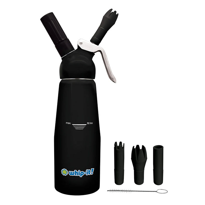 Whip-It Black Rubber Coated Armor Aluminum 1/2L Cream Dispenser Whip-It Black Rubber Coated Armor Aluminum 1/2L Cream Dispenser