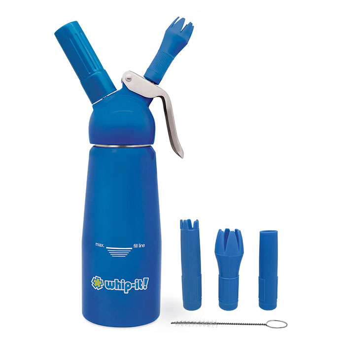 Whip-It Blue Rubber Coated Armor Aluminum 1/3L Cream Dispenser Whip-It Blue Rubber Coated Armor Aluminum 1/3L Cream Dispenser