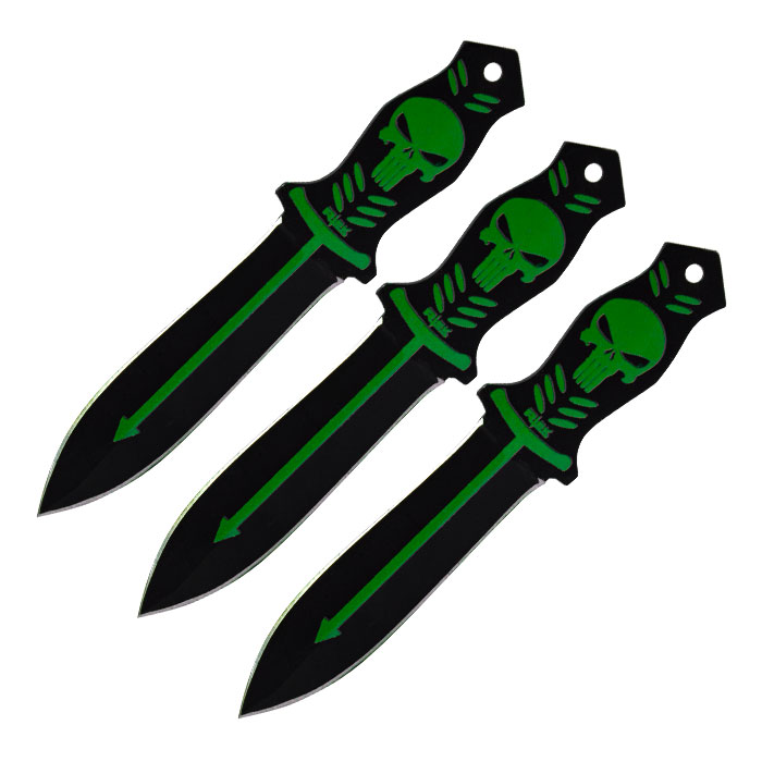 Green Midnight Skull Sharp Precision 6.5 Inches Throwing Knife Set of 3 Green Midnight Skull Sharp Precision 6.5 Inches Throwing Knife Set of 3