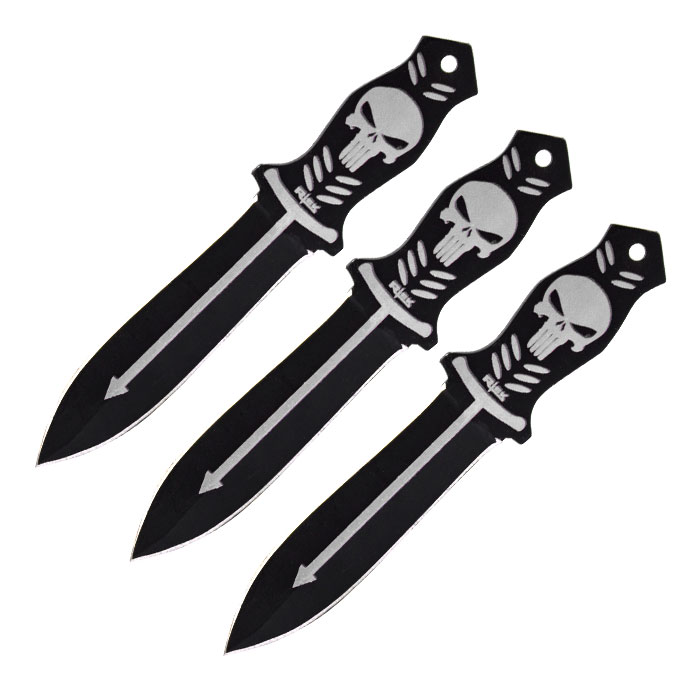 Silver Midnight Skull Sharp Precision 6.5 Inches Throwing Knife Set of 3 Silver Midnight Skull Sharp Precision 6.5 Inches Throwing Knife Set of 3