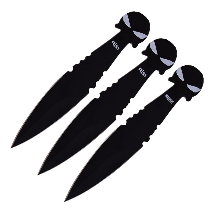 Black Ghost Metal Skull Sharp Precision 6.5 Inches Throwing Knife Set of 3 Black Ghost Metal Skull Sharp Precision 6.5 Inches Throwing Knife Set of 3