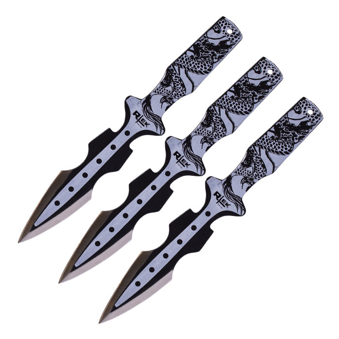Black Reptilian Scales Zag-Zig Slayer 10 Inches Throwing Knife Set of 3 Black Reptilian Scales Zag-Zig Slayer 10 Inches Throwing Knife Set of 3