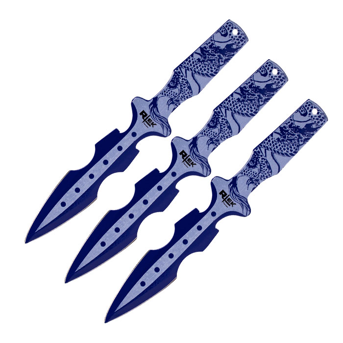 Blue Reptilian Scales Zag-Zig Slayer 10 Inches Throwing Knife Set of 3 Blue Reptilian Scales Zag-Zig Slayer 10 Inches Throwing Knife Set of 3