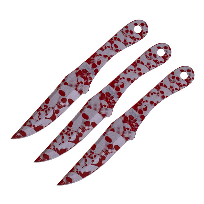 Red Scarlet Steel with Silver Skull Motif Sharp Cut 8.5 Inches Throwing Knife Set of 3 Red Scarlet Steel with Silver Skull Motif Sharp Cut 8.5 Inches Throwing Knife Set of 3