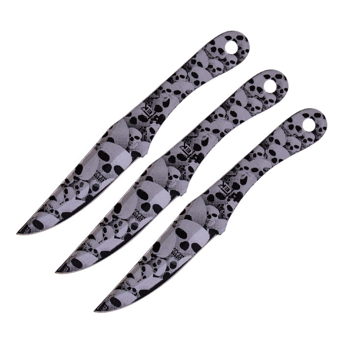 Silver Scarlet Steel with Black Skull Motif Sharp Cut 8.5 Inches Throwing Knife Set of 3 Silver Scarlet Steel with Black Skull Motif Sharp Cut 8.5 Inches Throwing Knife Set of 3