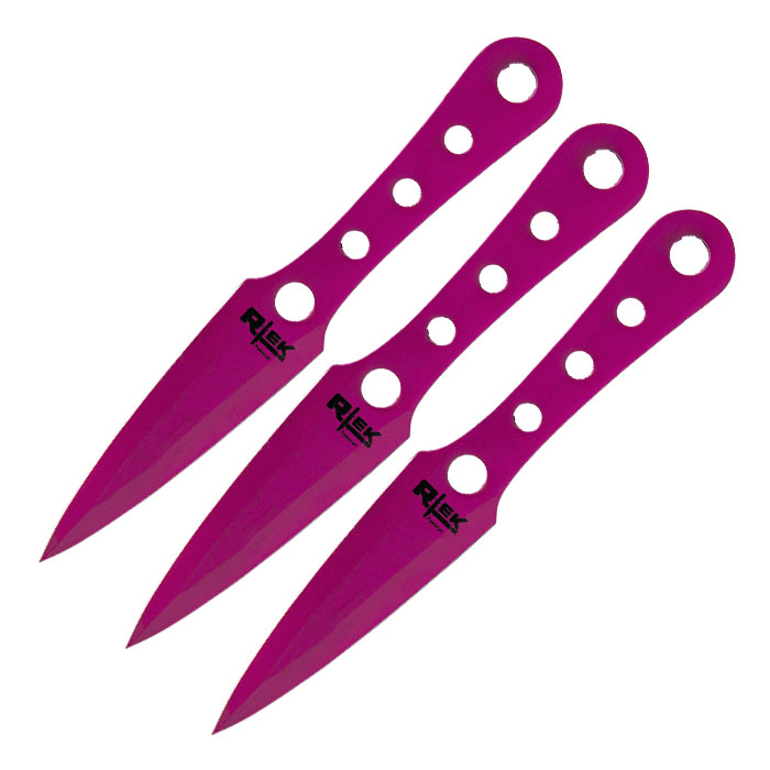 Pink Solid Strike Fine Point 8 Inches Throwing Knife Set of 3 Pink Solid Strike Fine Point 8 Inches Throwing Knife Set of 3