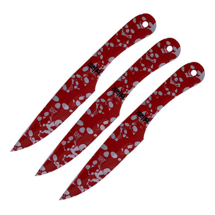 Red Dot Matrix Finish Clean Cut 8 Inches Throwing Knife Set of 3 Red Dot Matrix Finish Clean Cut 8 Inches Throwing Knife Set of 3