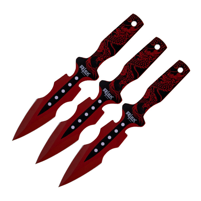 Red Draconic Texture Zig Flare Blade 8 Inches Throwing Knife Set of 3 Red Draconic Texture Zig Flare Blade 8 Inches Throwing Knife Set of 3
