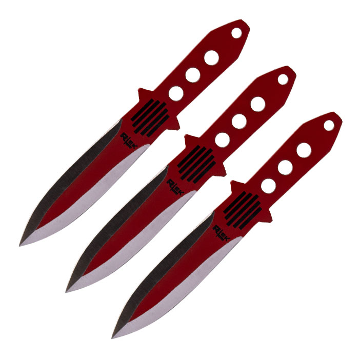 Red Basic Pattern Cutting-Edge Blade 8 Inches Throwing Knife Set of 3 Red Basic Pattern Cutting-Edge Blade 8 Inches Throwing Knife Set of 3