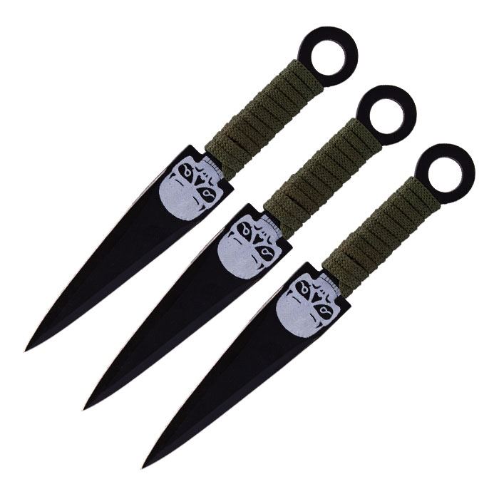 Bone White Skull Sleek Sharpe Blade 8 Inches Throwing Knife Set of 3 Bone White Skull Sleek Sharpe Blade 8 Inches Throwing Knife Set of 3