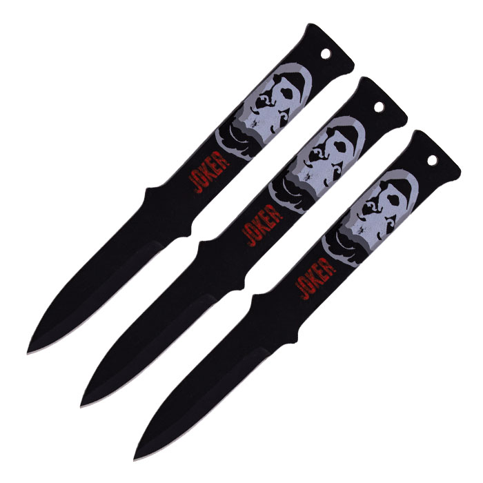 Black Joker’s Grin Pattern Sharpe Blade 8 Inches Throwing Knife Set of 3 Black Joker’s Grin Pattern Sharpe Blade 8 Inches Throwing Knife Set of 3