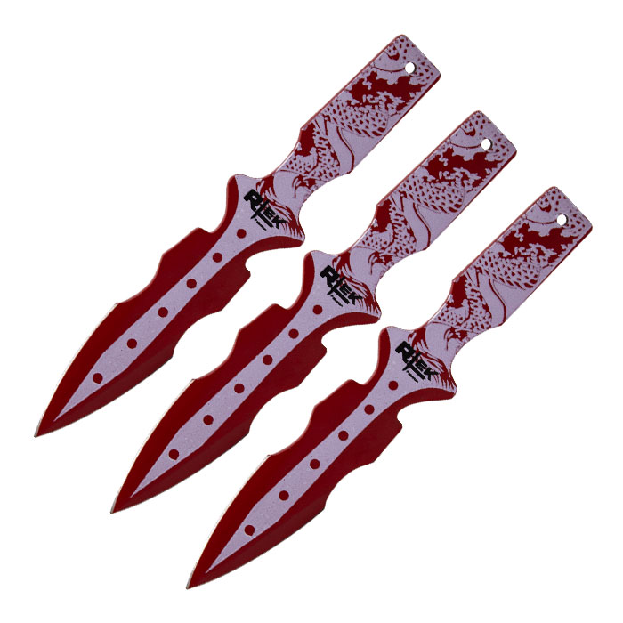 Red Scaly Texture Zag-Zig Slayer 6.5 Inches Throwing Knife Set of 3 Red Scaly Texture Zag-Zig Slayer 6.5 Inches Throwing Knife Set of 3