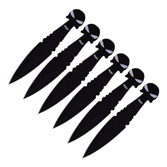 Black Noir Skull Silver Eyes Sharp Precision 6.5 Inches Throwing Knife Set of 6 Black Noir Skull Silver Eyes Sharp Precision 6.5 Inches Throwing Knife Set of 6