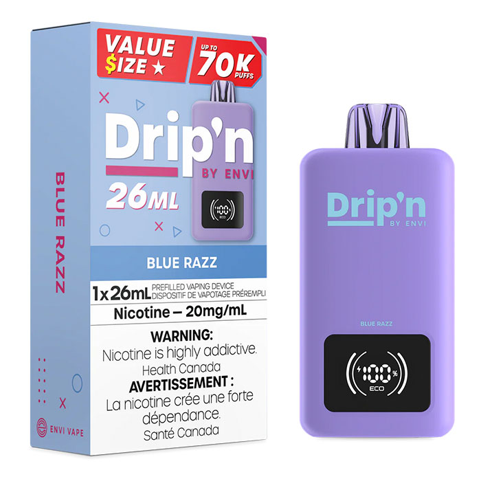 Blue Razz - Drip'n by Envi 26ML Disposable Vape Upto 70000 Puff Ct-5 Blue Razz - Drip'n by Envi 26ML Disposable Vape Upto 70000 Puff Ct-5