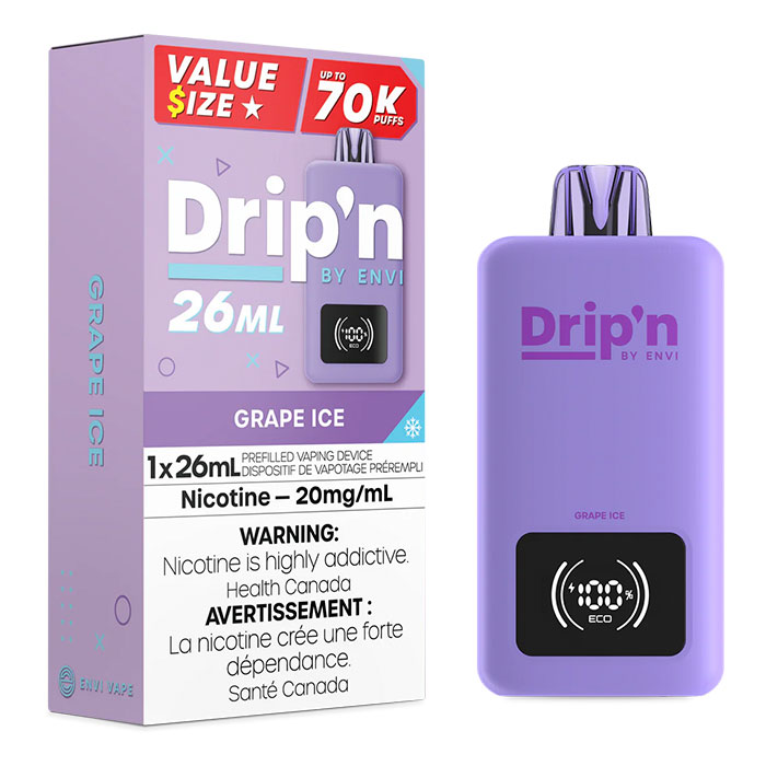 Grape Ice - Drip'n by Envi 26ML Disposable Vape Upto 70000 Puff Ct-5 Grape Ice - Drip'n by Envi 26ML Disposable Vape Upto 70000 Puff Ct-5