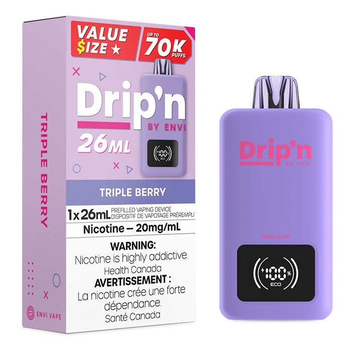 Triple Berry - Drip'n by Envi 26ML Disposable Vape Upto 70000 Puff Ct-5 Triple Berry - Drip'n by Envi 26ML Disposable Vape Upto 70000 Puff Ct-5