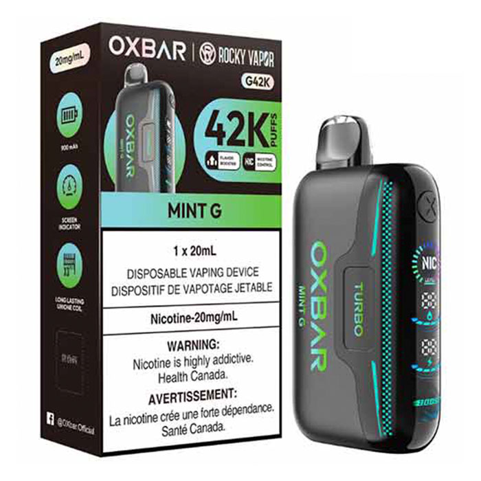 Mint G Oxbar Rocky Vapor G42K Puffs Disposable Vape Ct 4 Mint G Oxbar Rocky Vapor G42K Puffs Disposable Vape Ct 4