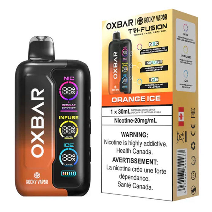 Orange Ice - Oxbar Rocky Vapor Tri Fusion 45,000 Puffs Disposable Vape Ct 5 Orange Ice - Oxbar Rocky Vapor Tri Fusion 45,000 Puffs Disposable Vape Ct 5