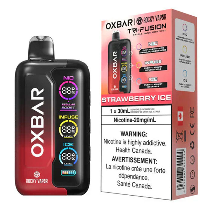 Strawberry Ice - Oxbar Rocky Vapor Tri Fusion 45,000 Puffs Disposable Vape Ct 5 Strawberry Ice - Oxbar Rocky Vapor Tri Fusion 45,000 Puffs Disposable Vape Ct 5