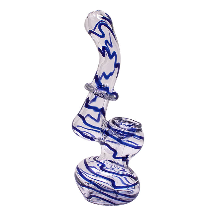 Blue Insideout Medium Glass Bubbler 5 Inches Blue Insideout Medium Glass Bubbler 5 Inches