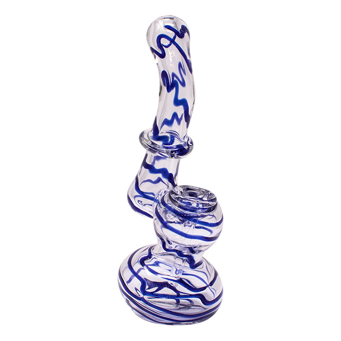 Blue Insideout Medium Glass Bubbler 5 Inches