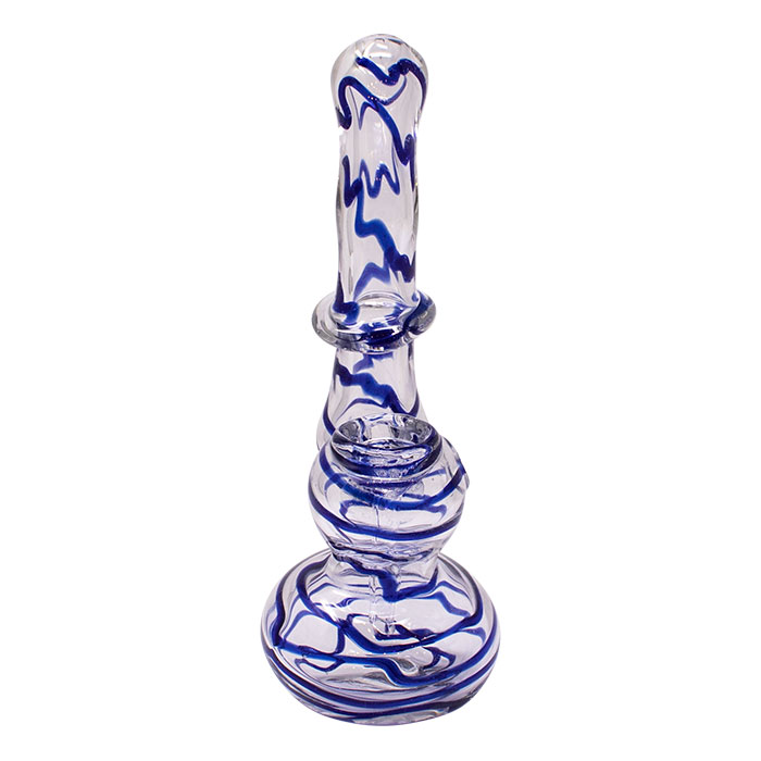 Blue Insideout Medium Glass Bubbler 5 Inches
