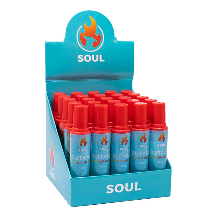 Soul Butane Lighter Refill 18ml Display of 25